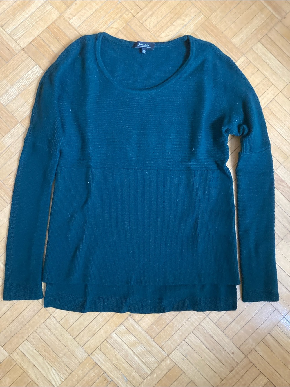Babaton Hunter Green Merino Wool Long-Sleeve Sweater